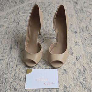 Tory Burch Beige Peep-Toe Heels